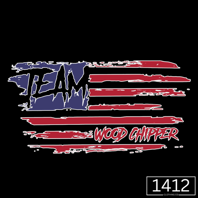"TEAM WOOD CHIPPER AMERICAN FLAG DECAL"